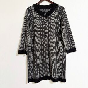 Rafaella Wool Blend Striped Long Line Cardigan
